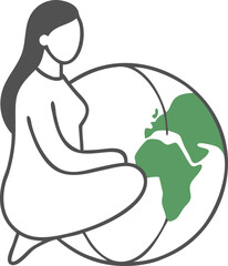 Elegant Woman and Globe Illustration for Eco Campaigns
