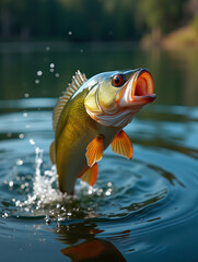 Fototapeta premium a fish jumping out of the water.