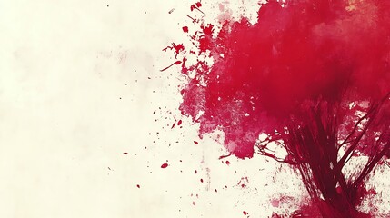 Abstract Crimson Tree Painting Splashes Background