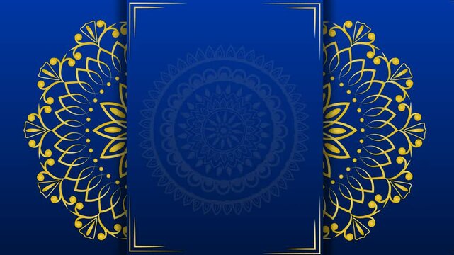 Blue Background With Mandala Rotating Both Sides. Best For Indian Wedding Invitation Cards