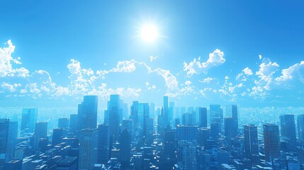 Naklejka premium Bright Sunlit City Skyline