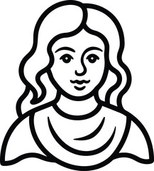 Beautiful girl bold line art vector illustration