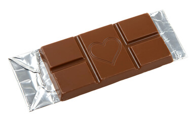 Heart-Designed Chocolate Bar on White Background &ndash; Perfect for Valentine's and Romantic Themes