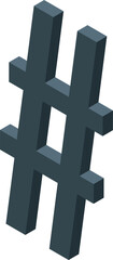 Obraz premium 3d isometric hashtag symbol representing social media trends and online communication