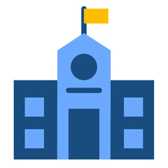 School Building Icon Style
