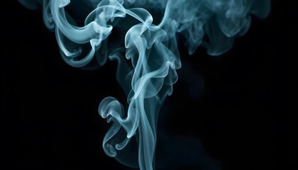 Fototapeta premium Abstract blue smoke effect on black background creates an ethereal and flowing design