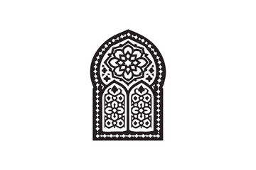  black and white simple islamic window icon  vector silhouette 