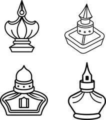  Mini ink masterpieces line art vector illustration set