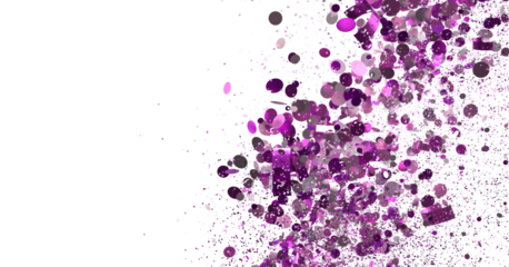 Festive purple confetti bursts across a white backdrop. Ideal for celebrations, parties, and design projects.