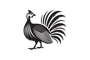  black and white simple Guinea Fowl vector silhouette 