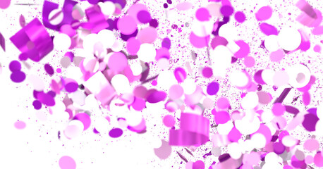 Abstract festive background with pink and purple confetti. Perfect for celebrations, parties, and events.