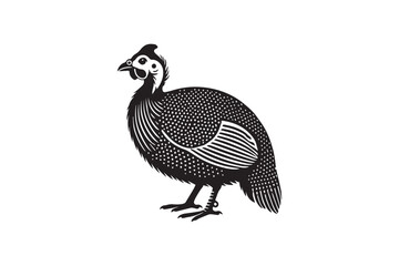  black and white simple Guinea Fowl vector silhouette 