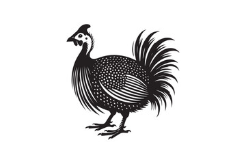  black and white simple Guinea Fowl vector silhouette 