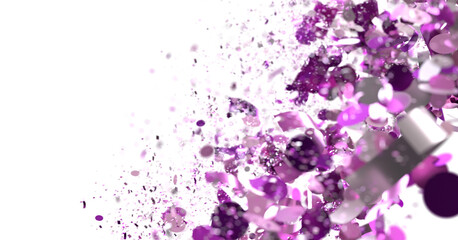 Vibrant purple and white confetti burst. Ideal for celebration, party, or festive designs.