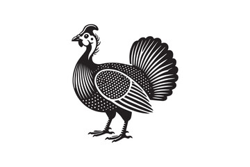  black and white simple Guinea Fowl vector silhouette 