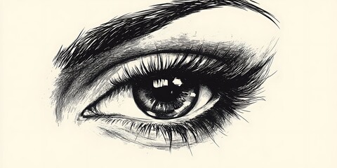 Obraz premium Detailed eye sketch, artistic rendering, close-up view