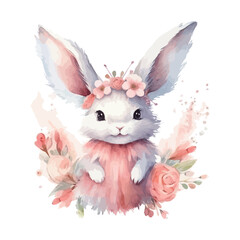 Fairy Rabbit Illustration Vector Watercolor Clipart