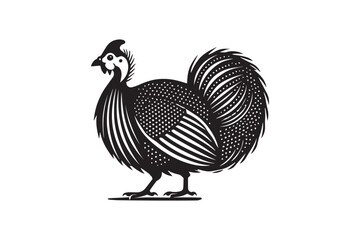  black and white simple Guinea Fowl vector silhouette 