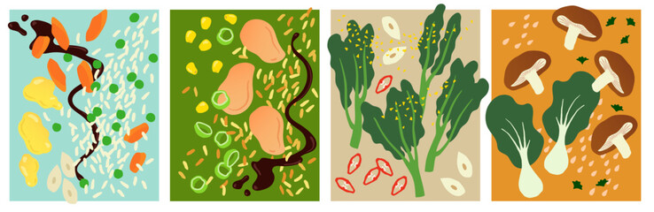 Asian dishes ingredients posters