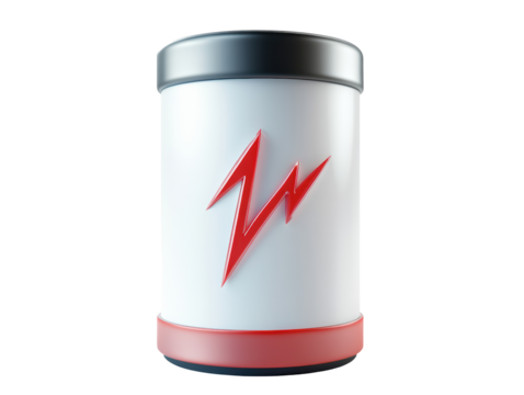 Isolated White Energy Drink Can with Red Logo