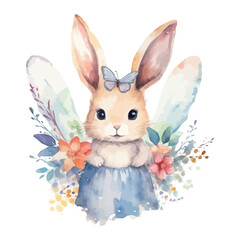 Fairy Rabbit Illustration Vector Watercolor Clipart