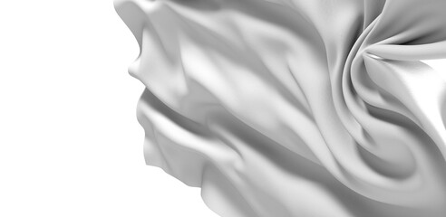 A close-up of a white fabric drape with wrinkles, isolated on a white background. Perfect for...