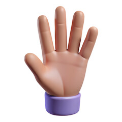 Obraz premium 3D cartoon hand with raised palm and spread fingers. Bright and positive gesture for design.