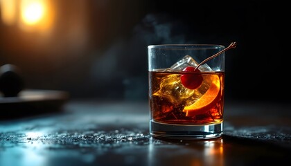 Old Fashioned Cocktail Recipe with Cherry and Orange