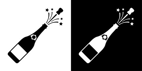 ofvs774 OutlineFilledVectorSign ofvs - champagne explosion vector icon . bottle . isolated transparent . black outline and filled version . AI 10 / EPS / PNG . g12120 © fotohansel