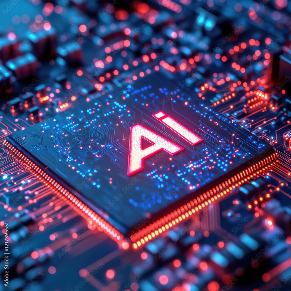 Wall mural a computer chip with the letters ai on it