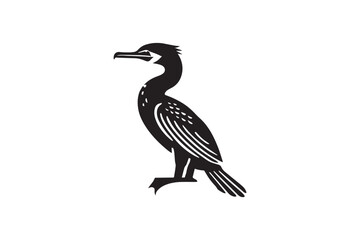  black and white simple cormorant vector silhouette 