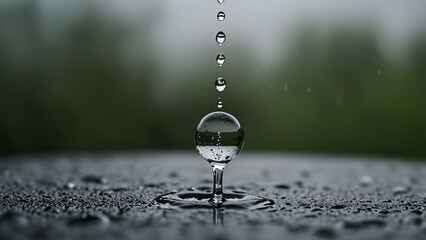 A drop of water on a blur background symbolizing purity, freshness, and natural clarity.
