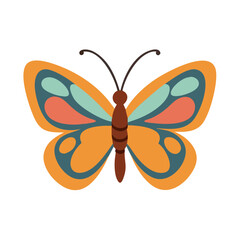 Colorful butterfly in simple line art style
