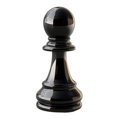 Close-up of a black chess rook piece on a transparent background