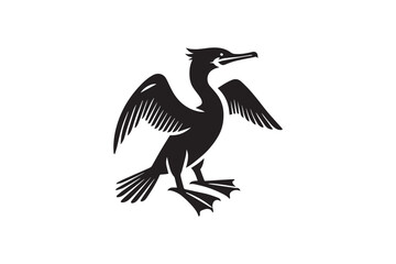  black and white simple cormorant vector silhouette 