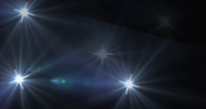 Papparazi camera flashes random black background for overlay on advertisement. Studio light flash on dark bg. Fame glamour product add-on. White camera flashes on black screen. Stardom popularity.