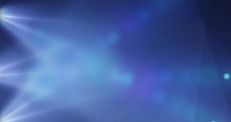 Vertical portrait Stage spotlight moving overlay template. Big spot light shining brightly illuminating the scene from the top. Music concert light effect. Flashlights fashion event runway.