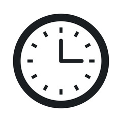 black and white clock icon vector illustration