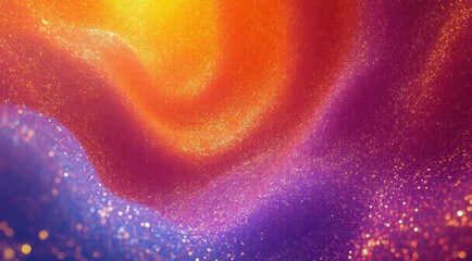 A vibrant swirl of orange and purple glittery textures.
