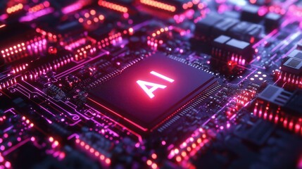 Obraz premium A computer chip with the letters AI on it