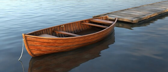 Wooden boat moored near a tranquil dock