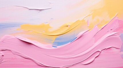 Obraz premium Pastel Colors Blending Together to Create a Calming Abstract Background Featuring Light Pink, Yellow, Blue, and White Tones in an Artistic Composition