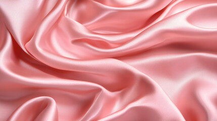 Satin pink fluid folds, gentle reflections, calming pastel aesthetic, Pink elegant satin silk cloth texture realistic background image