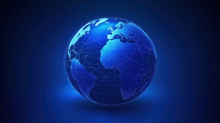 Fototapeta premium A blue globe with a network of lines surrounding it