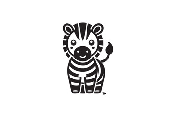  black and white simple cute baby zebra vector silhouette 