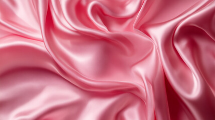 Obraz premium A piece of rolled pink silk fabric, Exquisite texture and pattern of pink silk fabric create a stunning background. 