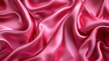 Obraz premium A piece of rolled pink silk fabric, Exquisite texture and pattern of pink silk fabric create a stunning background. 