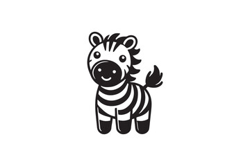  black and white simple cute baby zebra vector silhouette 