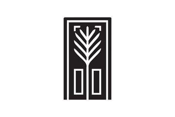  black and white simple door vector silhouette 