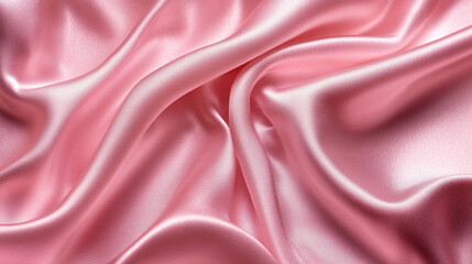 Obraz premium pink satin background with wavey texture сreated with , Close up pink silk fabric. Pink tulle material background, pastel colors, 